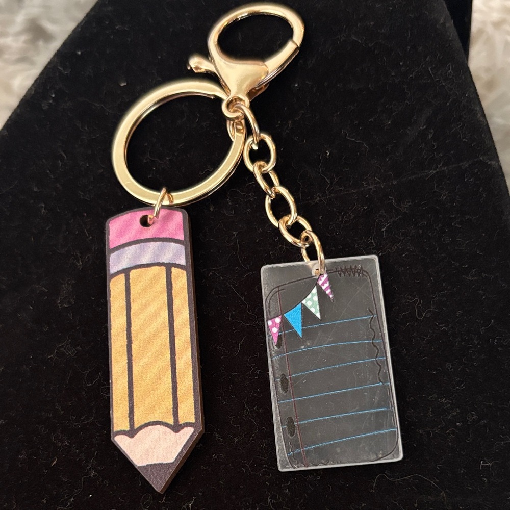 💕Pencil and Notebook Keychain/bag charm new